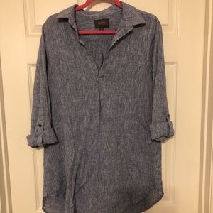 Linen/cotton 3/4 sleeve beach coverup.